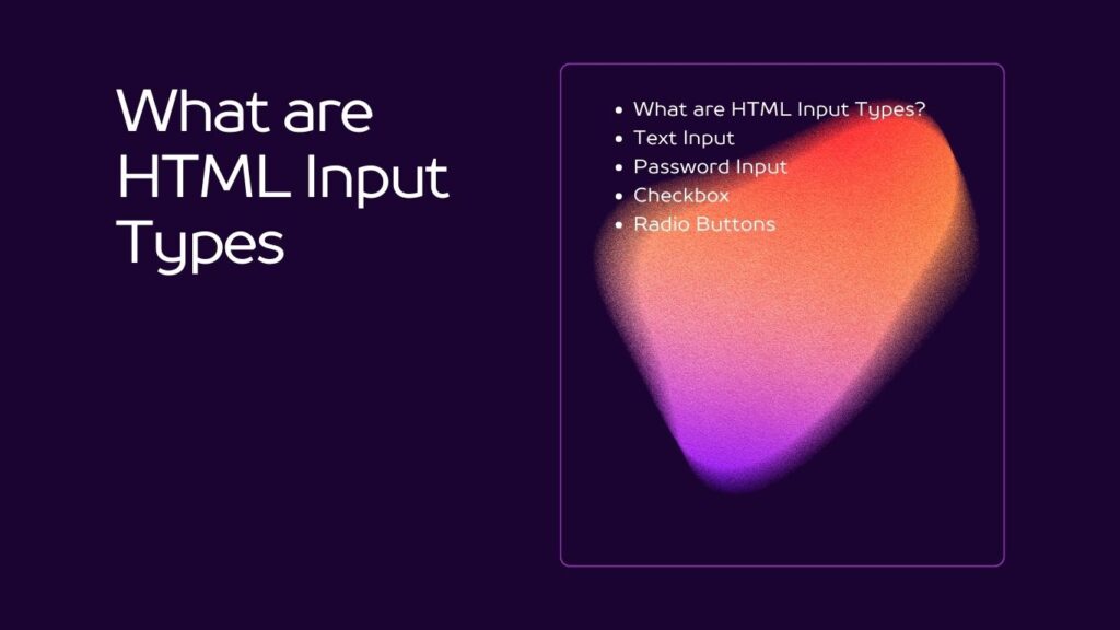 HTML Input Types